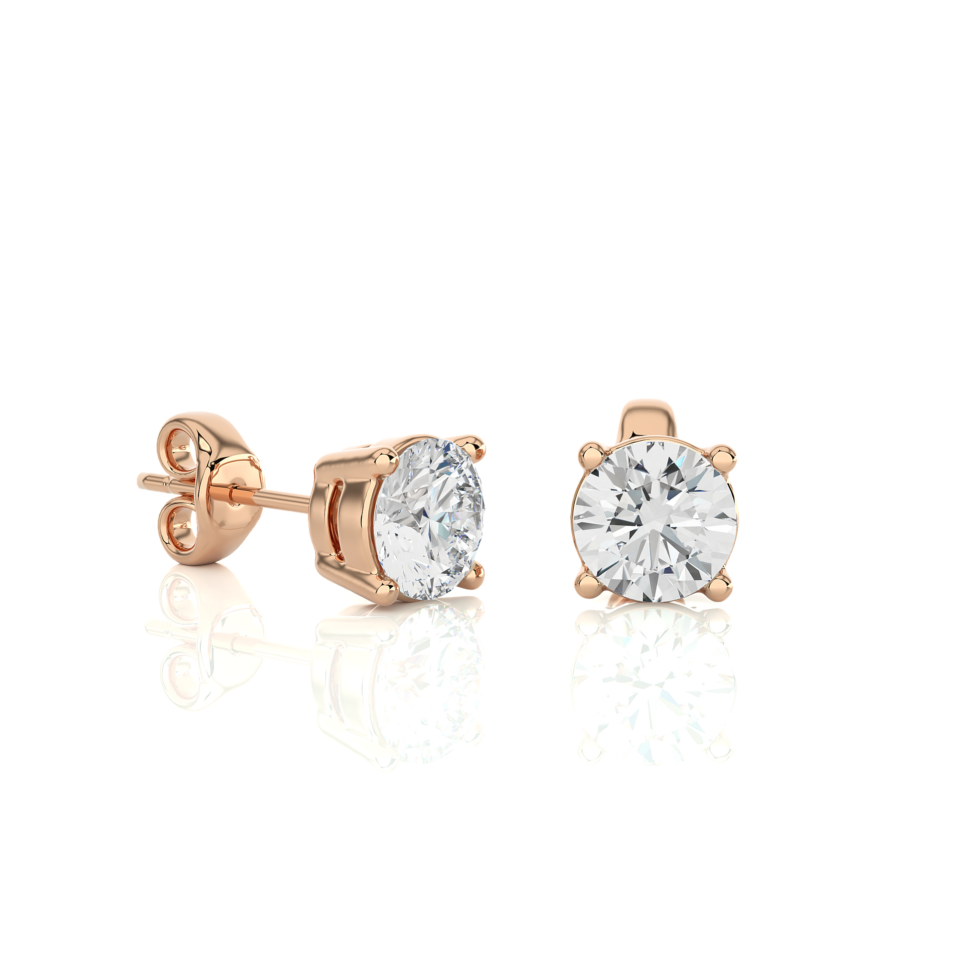 Round-Cut Lab-grown Diamond Solitaire Earrings in 10K White Gold
