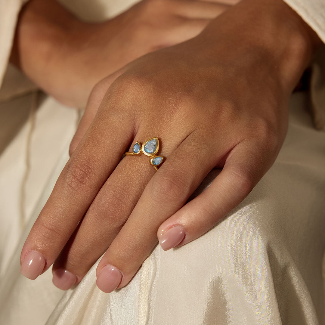Awaken Intuition Labradorite Petal Ring