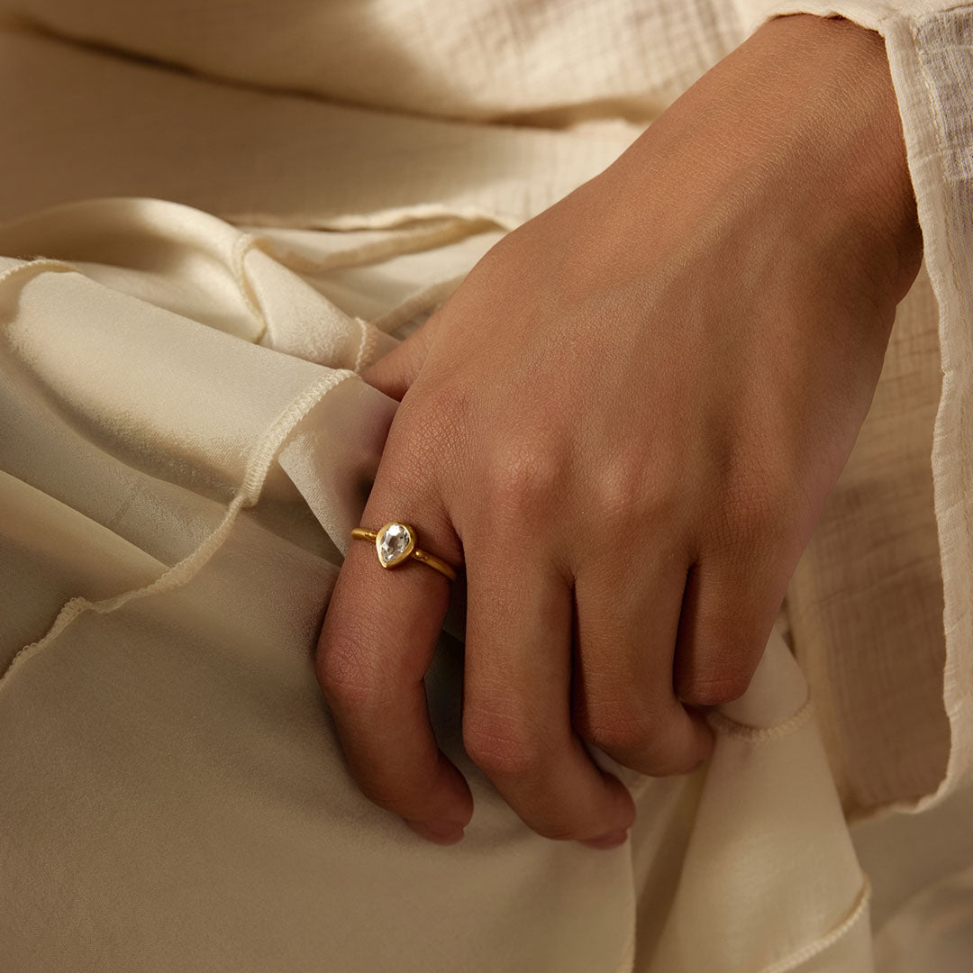 Gaining Clarity White Topaz Pear Ring