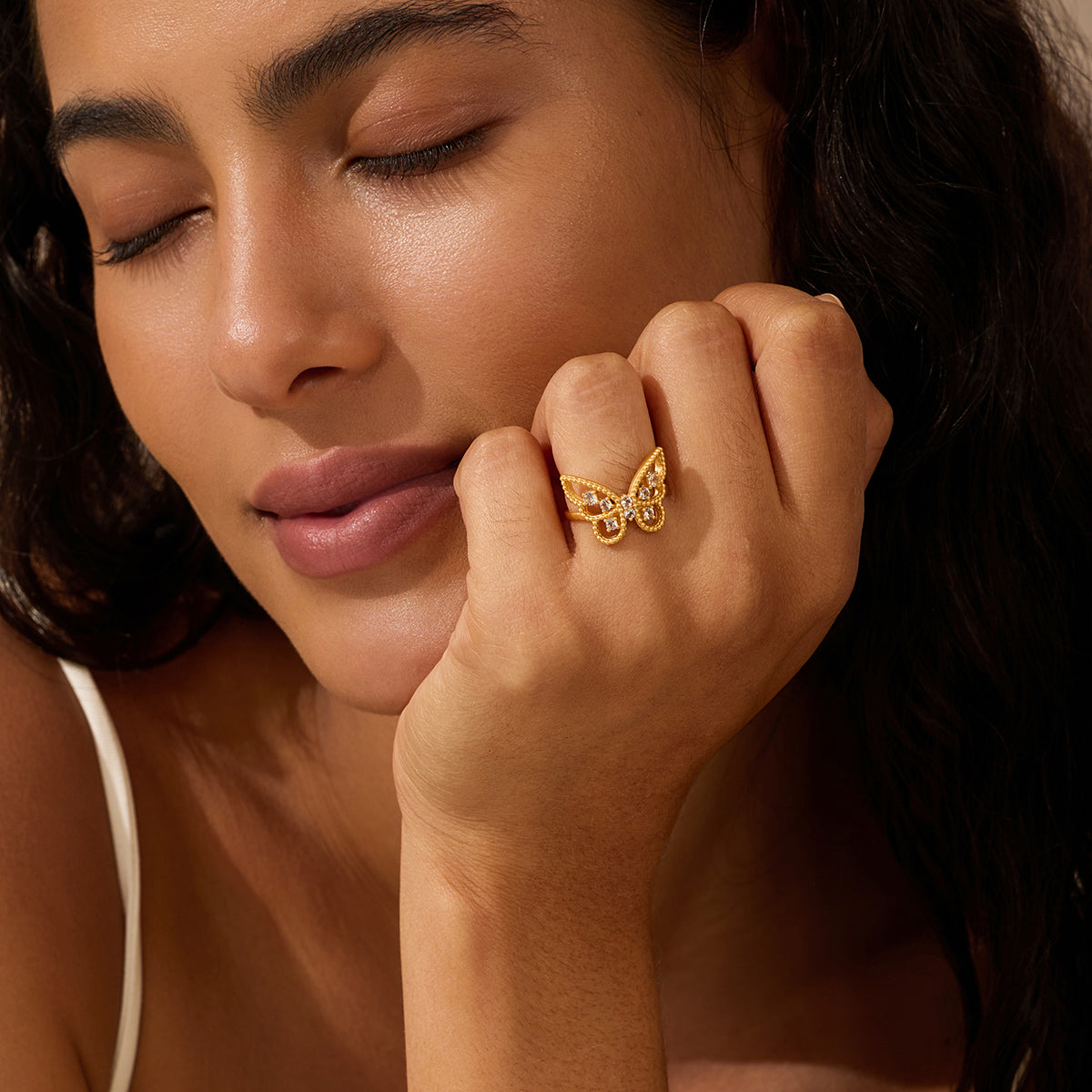 Enduring Hope White Topaz Butterfly Ring