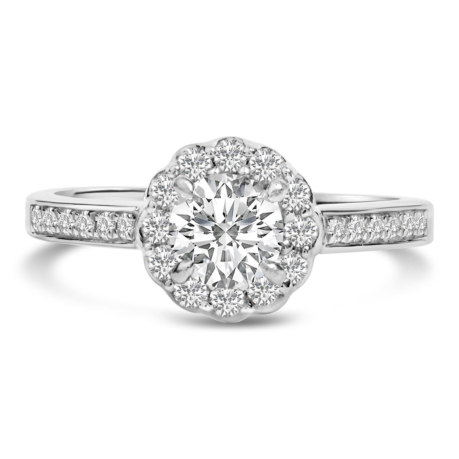 .950 Platinum 1.00 Cttw Diamond Floral Halo Engagement Ring (H-I Color, VS2-SI1 Clarity)