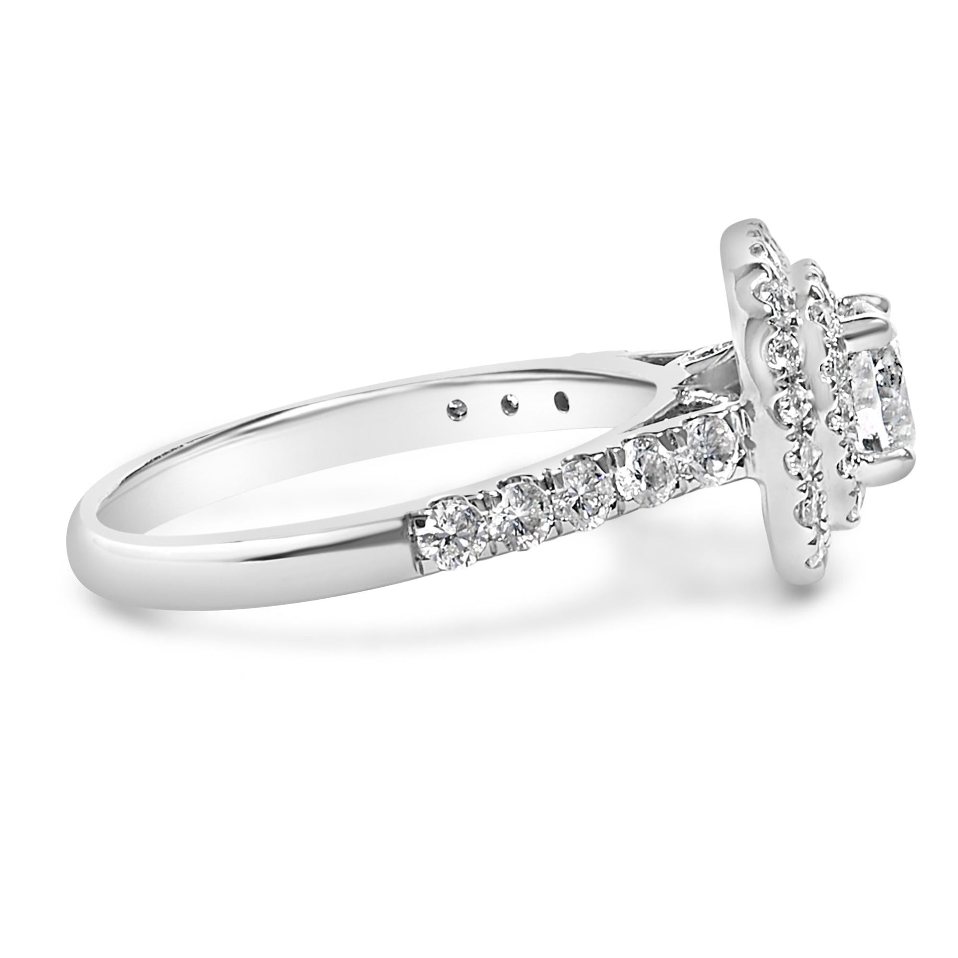 14K White Gold 1 1/2 Cttw Diamond Solitaire and Double Halo Engagement Ring (H-I Color, SI2-I1 Clarity)- Size 7