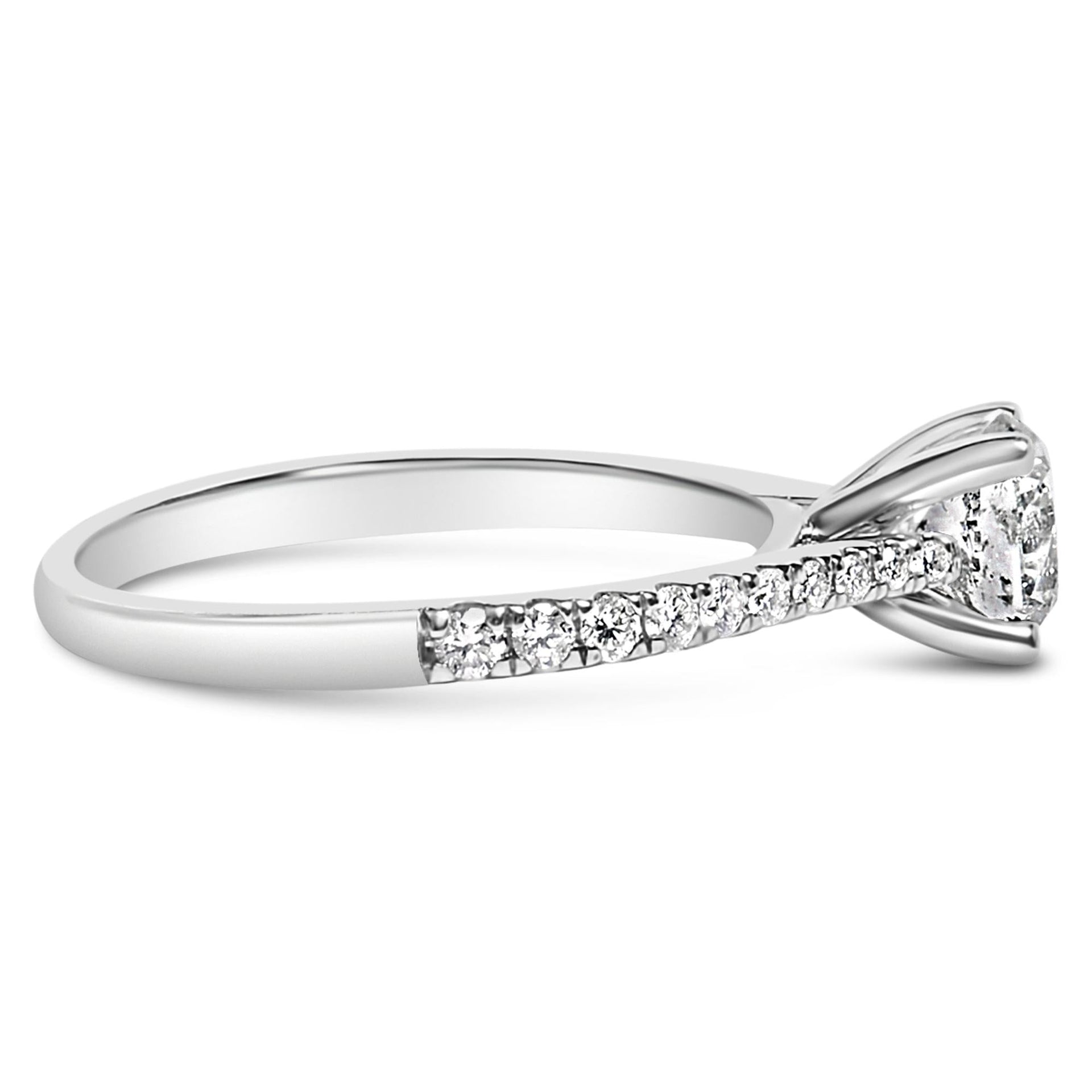 14K White Gold 1 1/4 Cttw Natural Diamond Solitaire and Pave Engagement Ring (H-I Color, SI2-I1 Clarity) - Size 7
