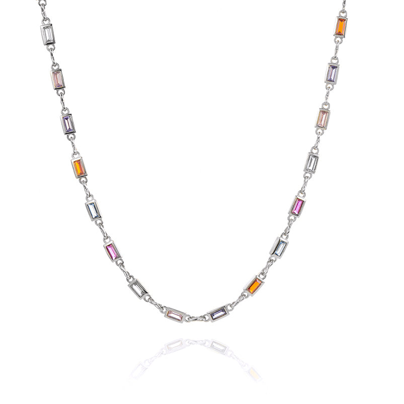 Riley Rainbow Chain Necklace Silver