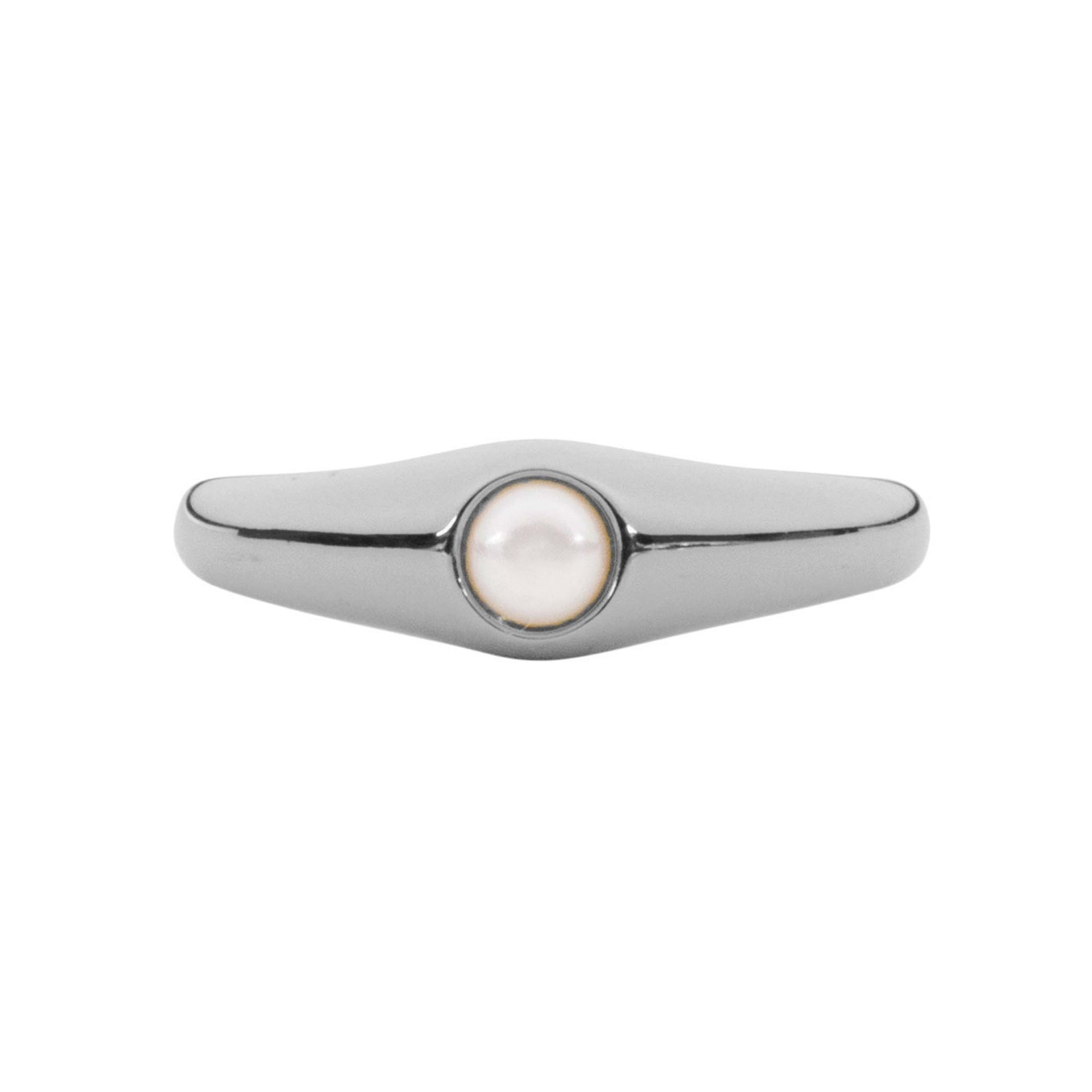 Pearl Signet Ring Silver
