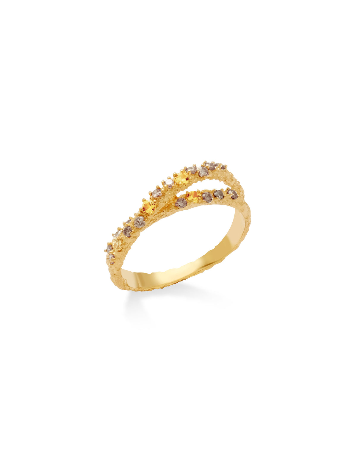 18K Pavé Double Arch Ring
