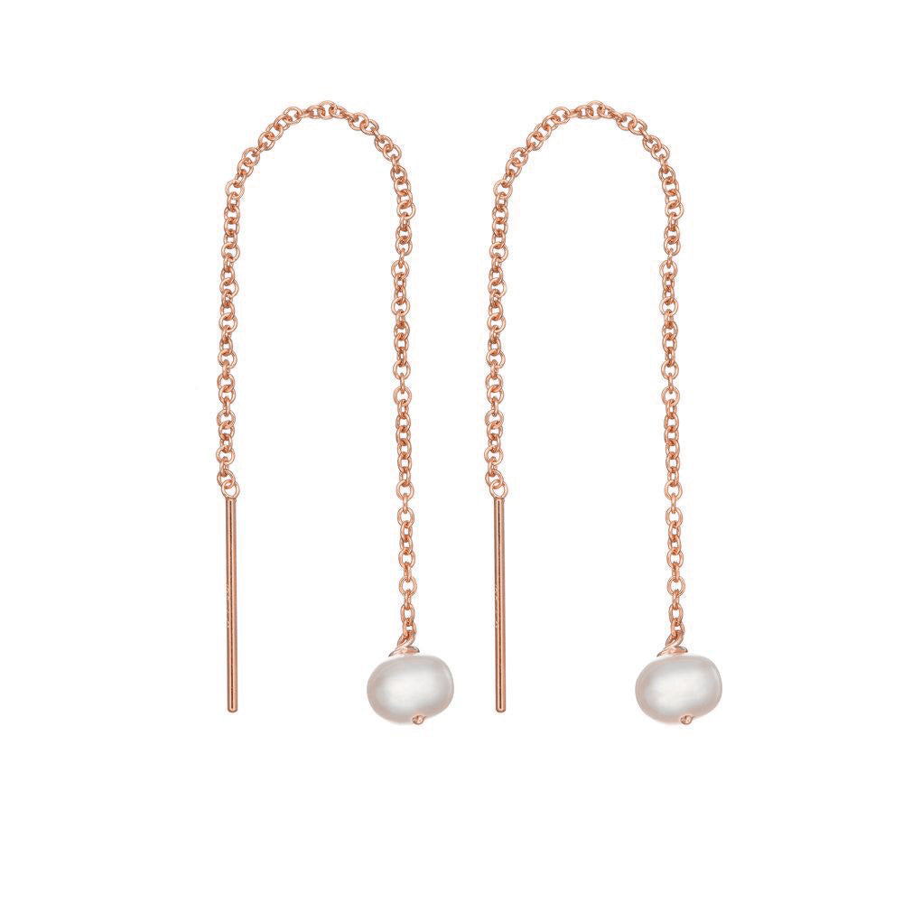 Rose Gold Pearl Drop Ear Threaders