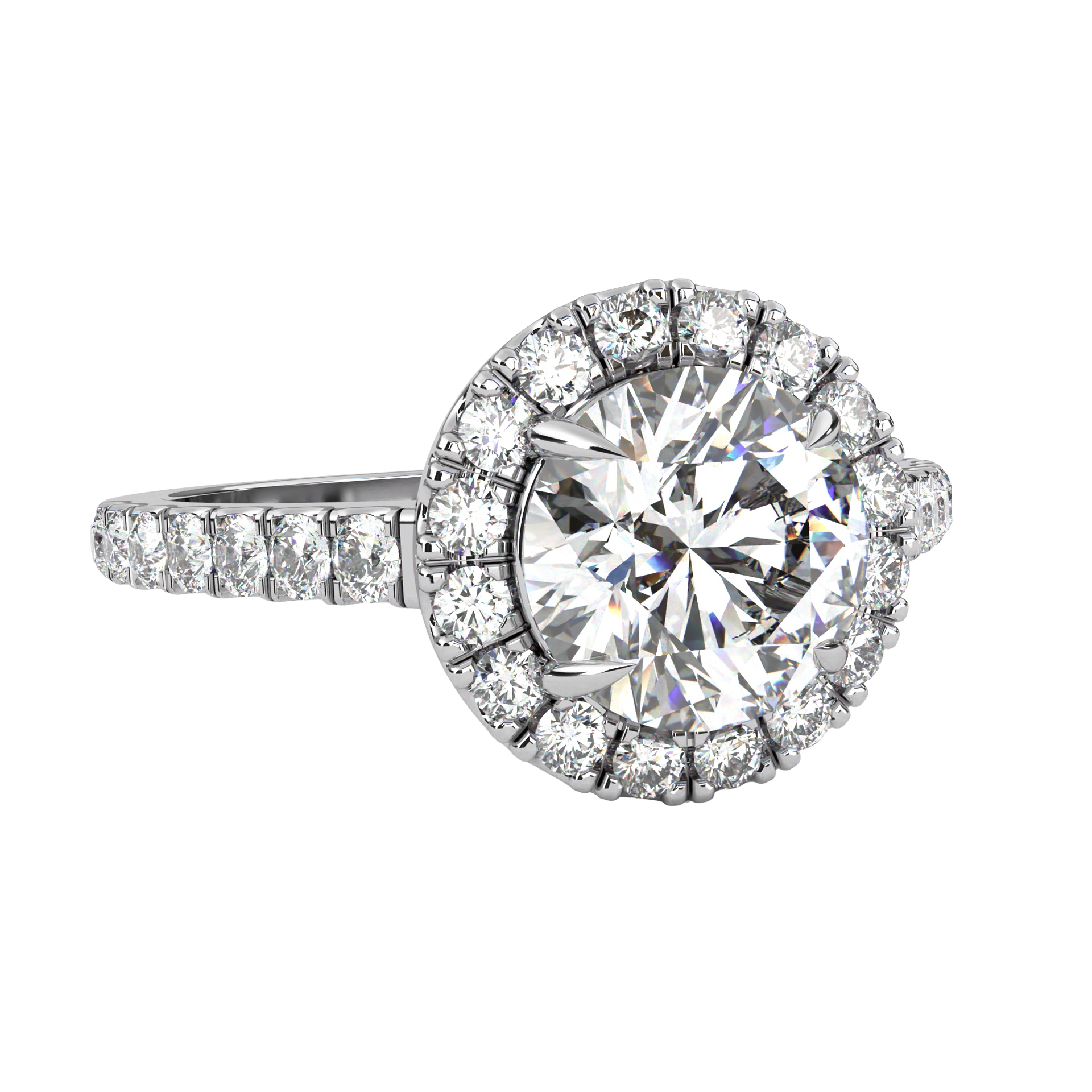 Round-Cut Lab-grown Diamond Halo Ring in 10K White Gold