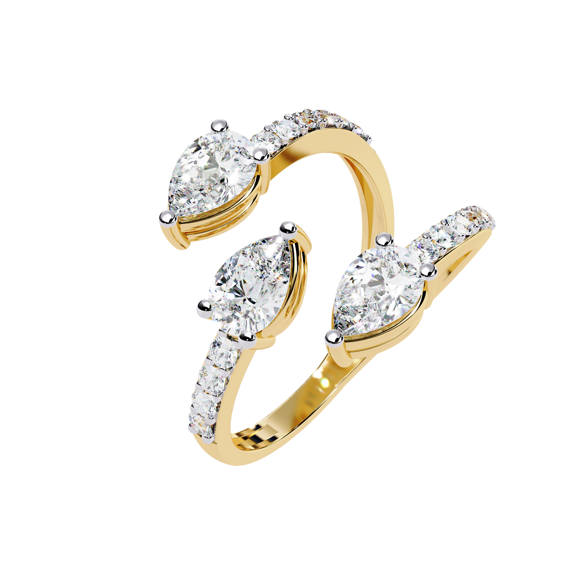 Pear-Cut Lab-grown Diamond Antique Ring in 10K White Gold