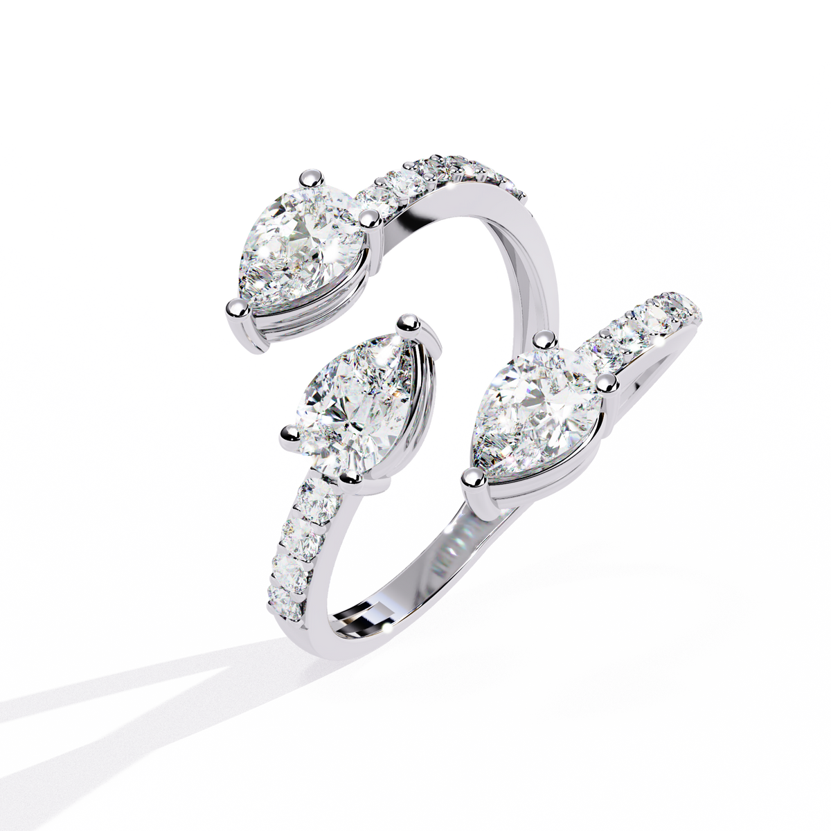 Pear-Cut Lab-grown Diamond Antique Ring in 10K White Gold