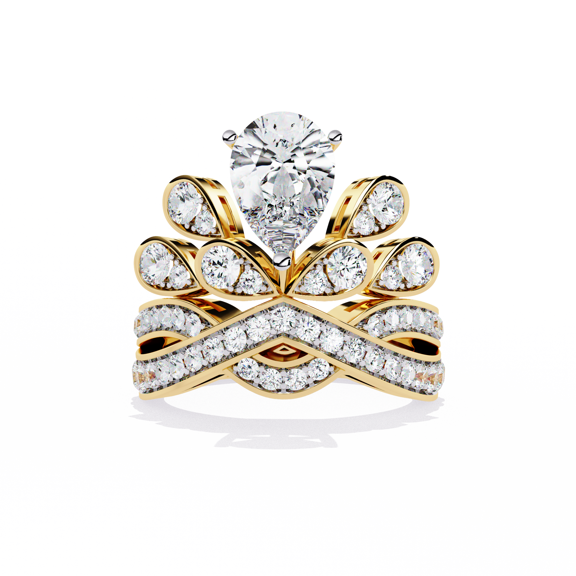 Pear-Cut Lab-grown Diamond Halo Ring in 10K White Gold