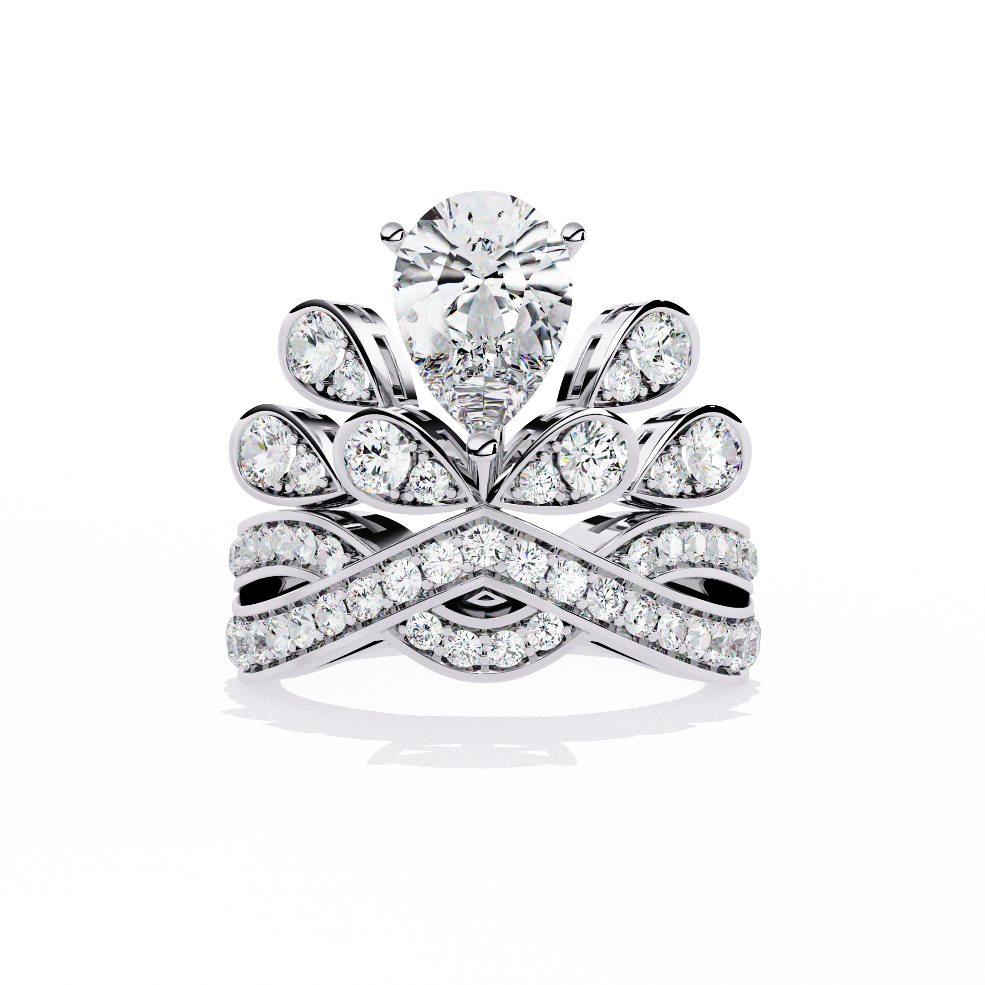 Pear-Cut Lab-grown Diamond Halo Ring in 10K White Gold