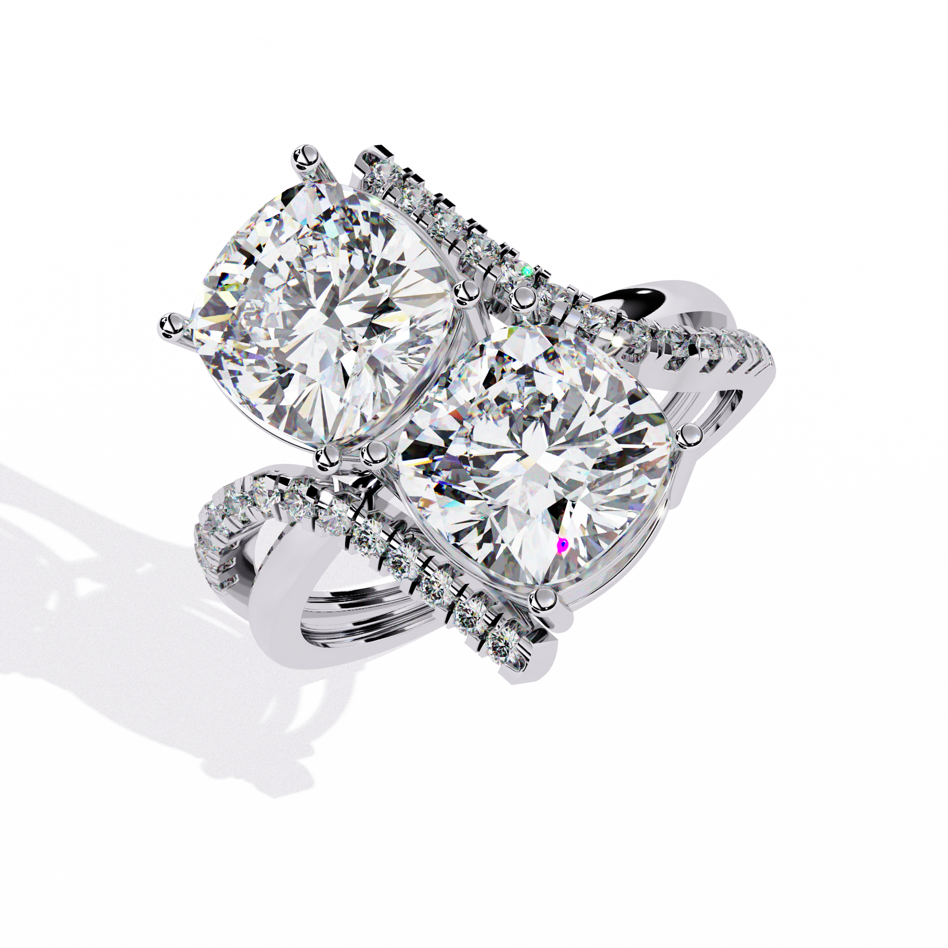 Round-Cut Lab-grown Diamond Antique Ring in 10K White Gold