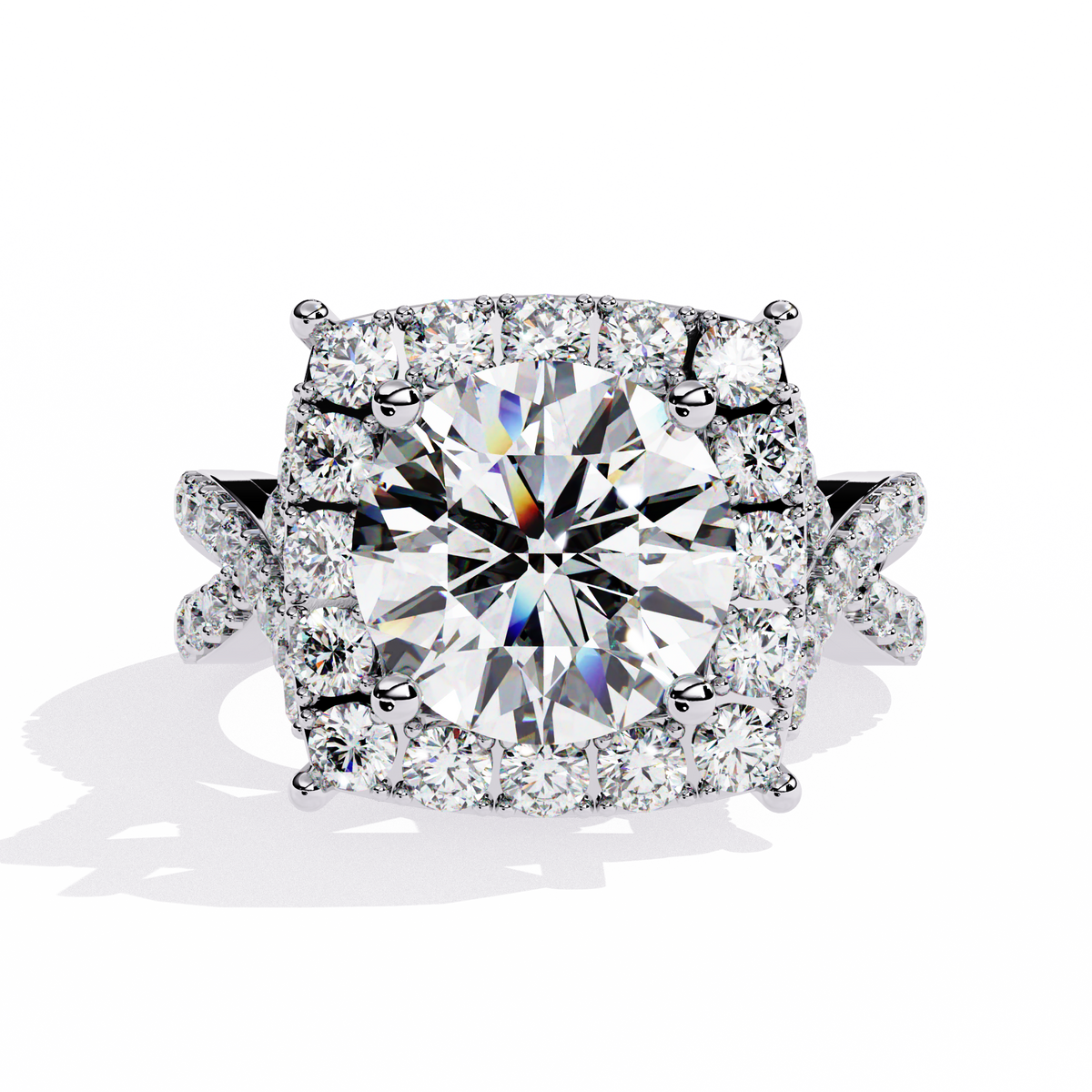 Round-Cut Lab-grown Diamond Halo Ring in 10K White Gold