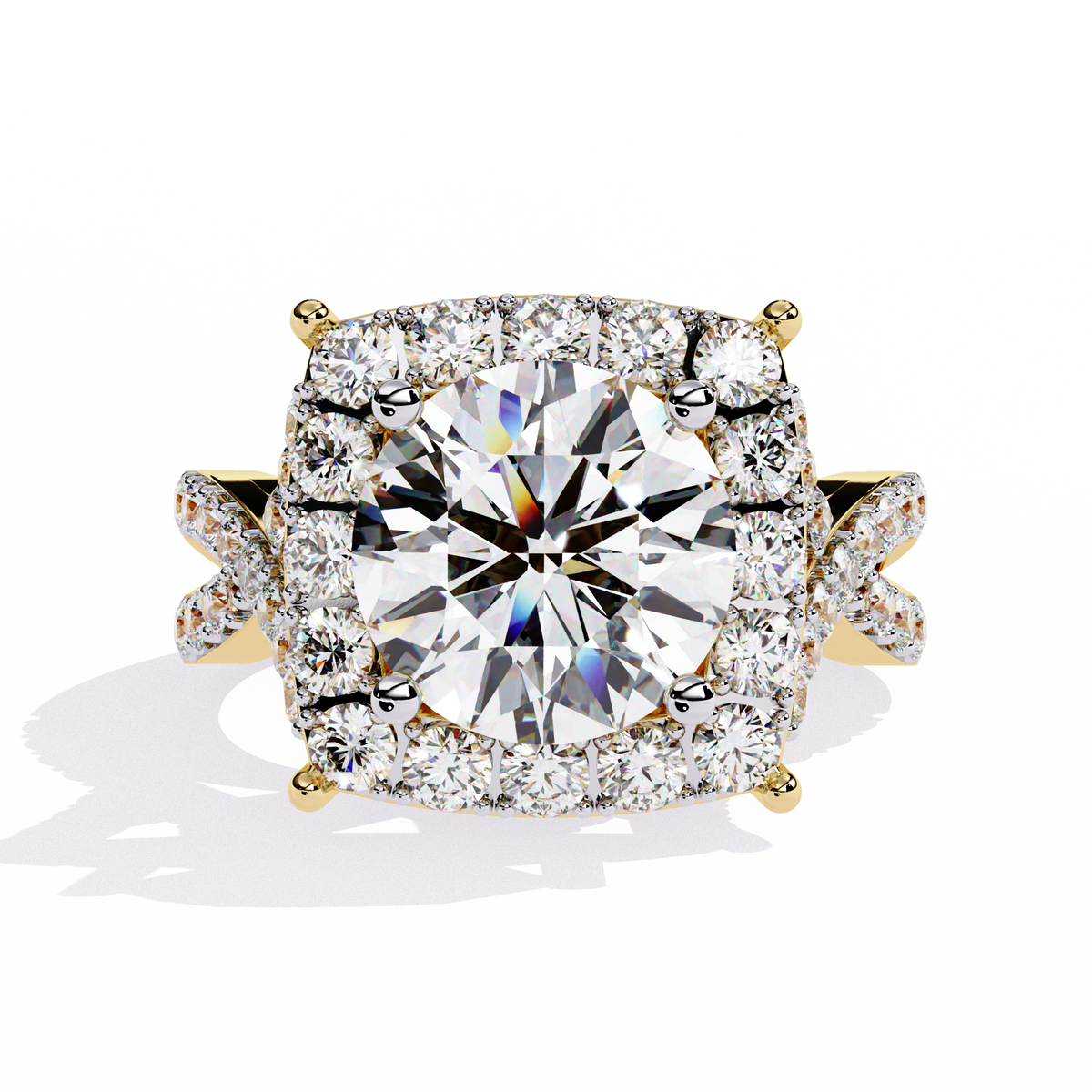 Round-Cut Lab-grown Diamond Halo Ring in 10K White Gold