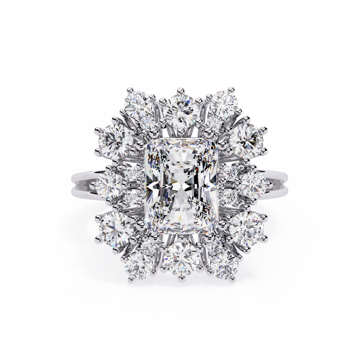 Radiant-Cut Lab-grown Diamond Halo Ring in 10K White Gold
