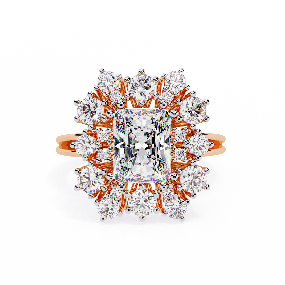 Radiant-Cut Lab-grown Diamond Halo Ring in 10K White Gold