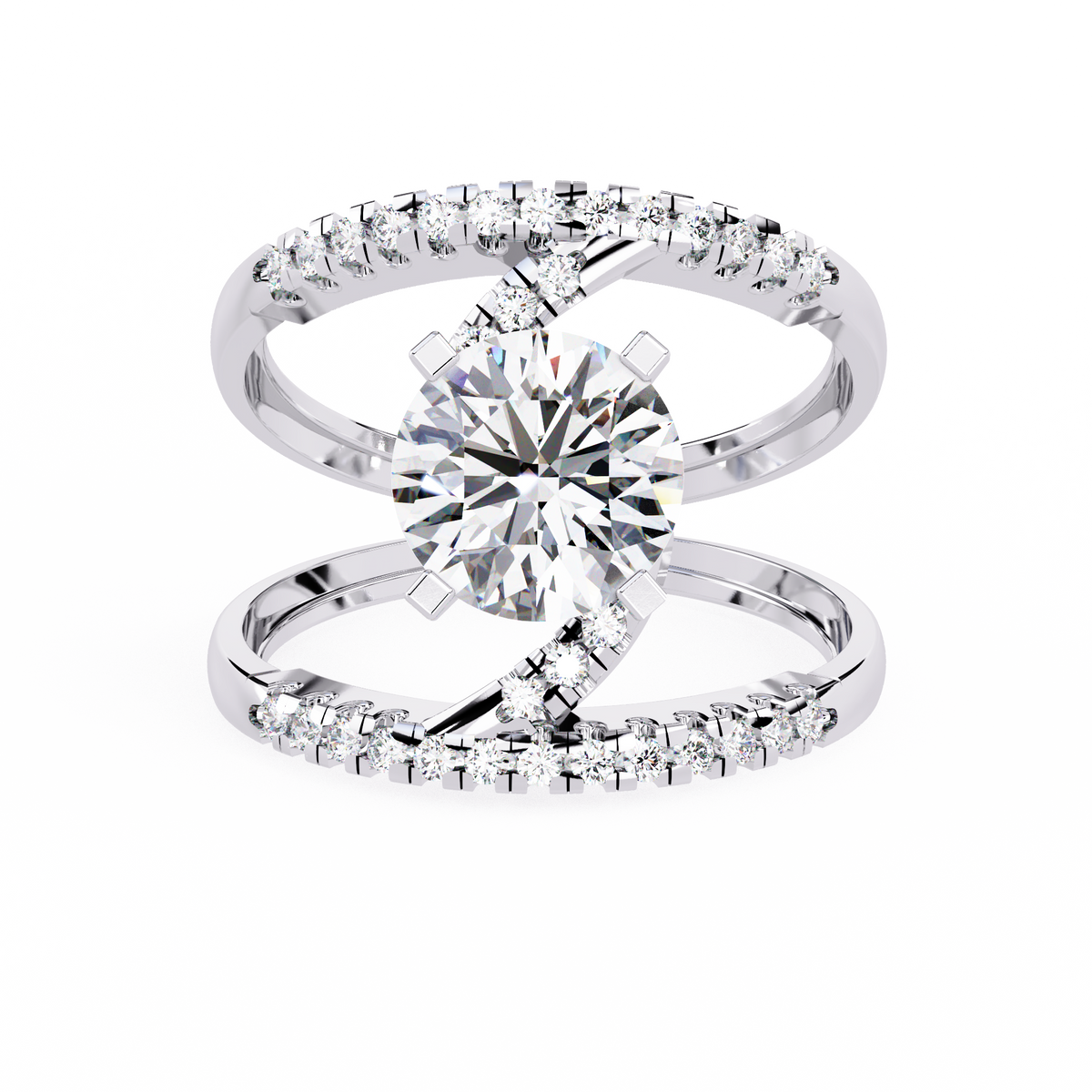 Round-Cut Lab-grown Diamond Antique Ring in 10K White Gold