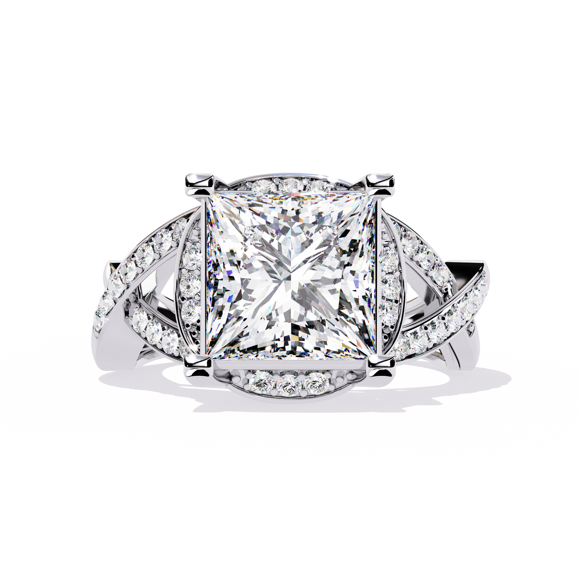 Princess-Cut Lab-grown Diamond Antique Ring in 10K White Gold