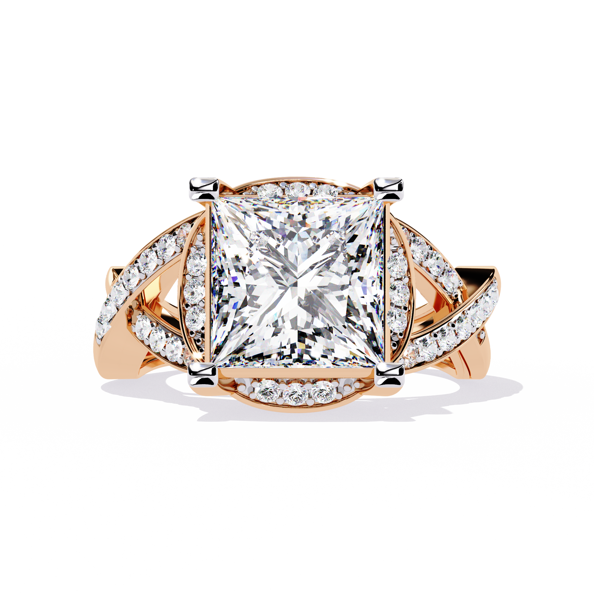 Princess-Cut Lab-grown Diamond Antique Ring in 10K White Gold