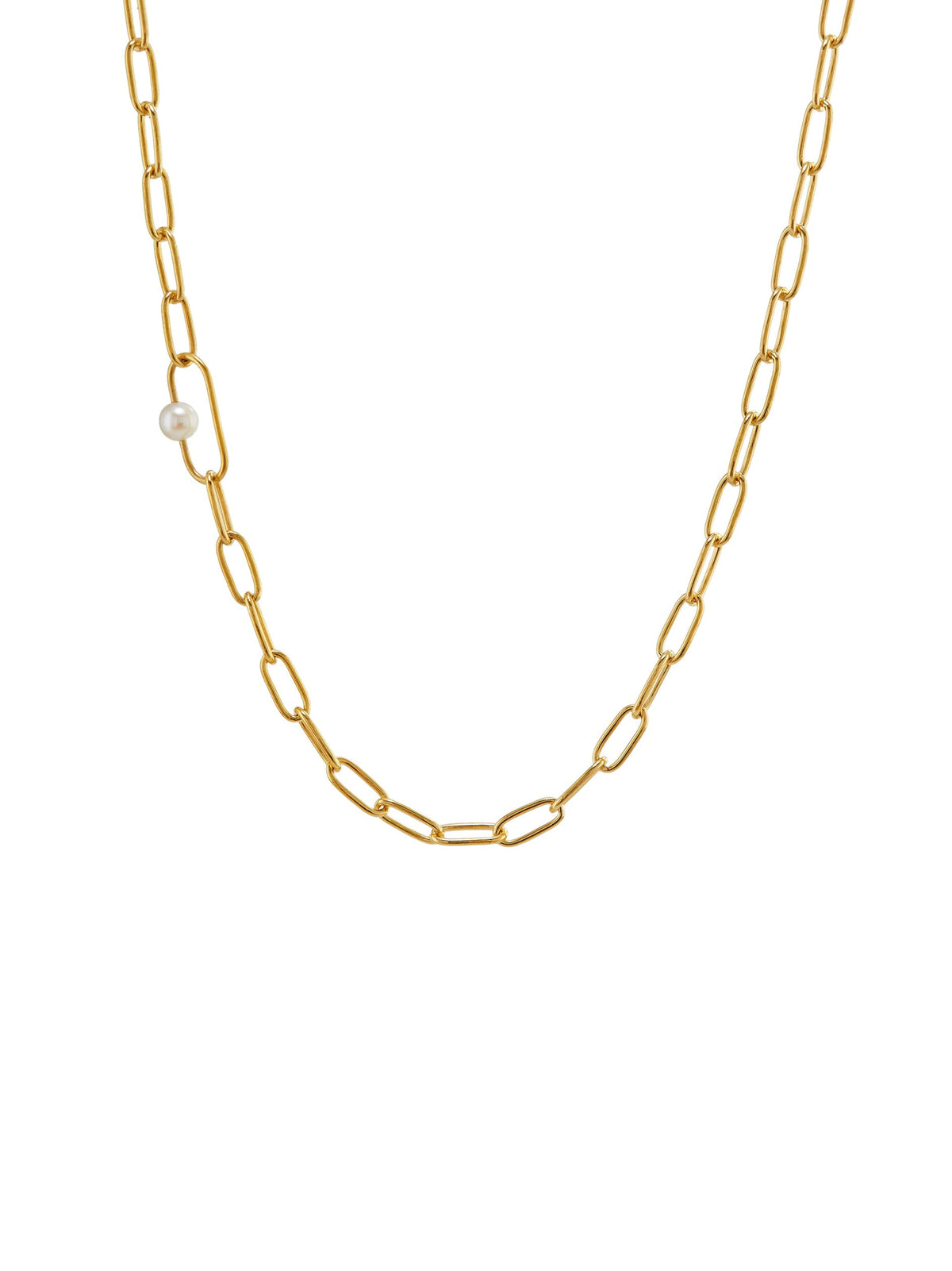 Pea Large Link Necklace with Single Pearl