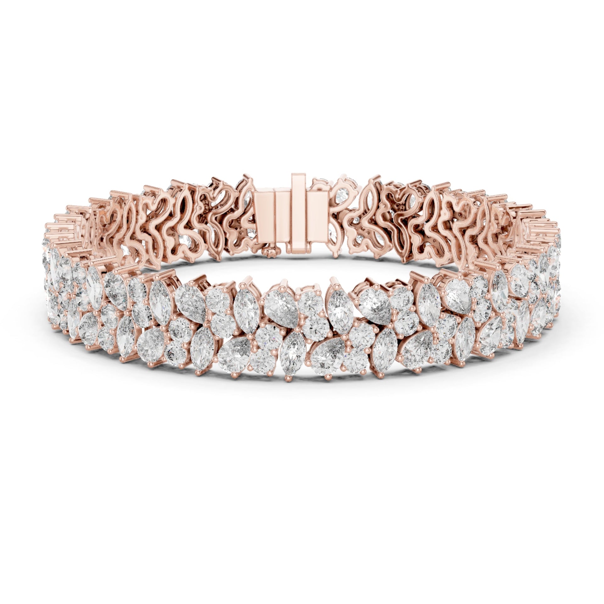 2.00Ct Round-Cut Lab-grown Diamond Tennis Bracelet in 10K Rose Gold