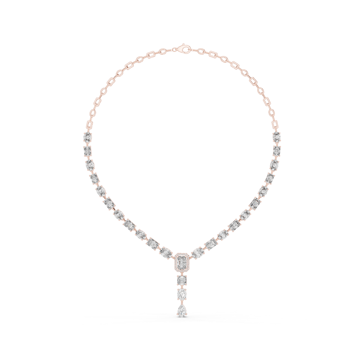 Marquise-Cut Lab-grown and Natural Diamond Necklace in 10K White Gold