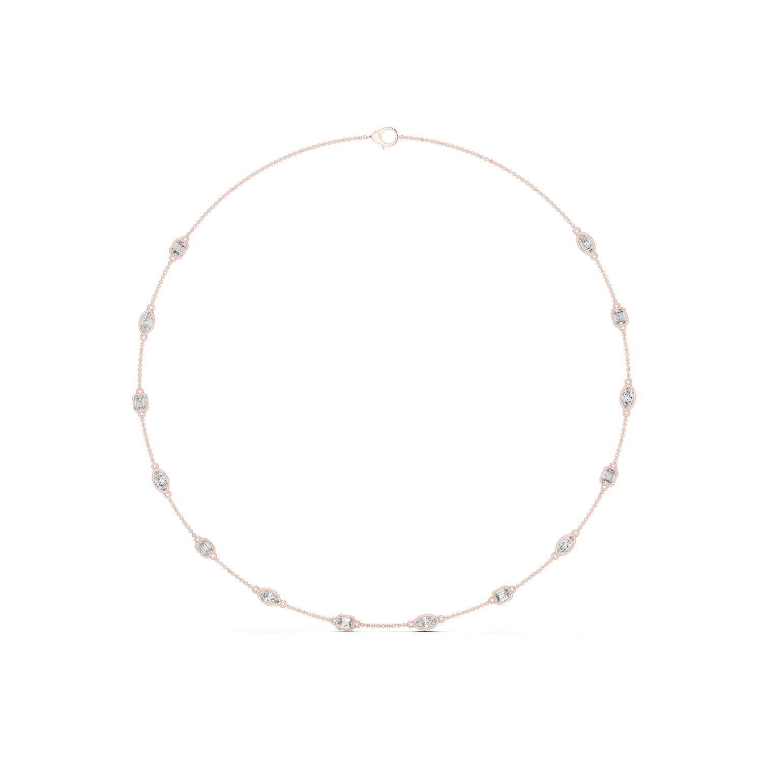 Pear-Cut Lab-grown Diamond Tennis Necklace in 10K Yellow Gold