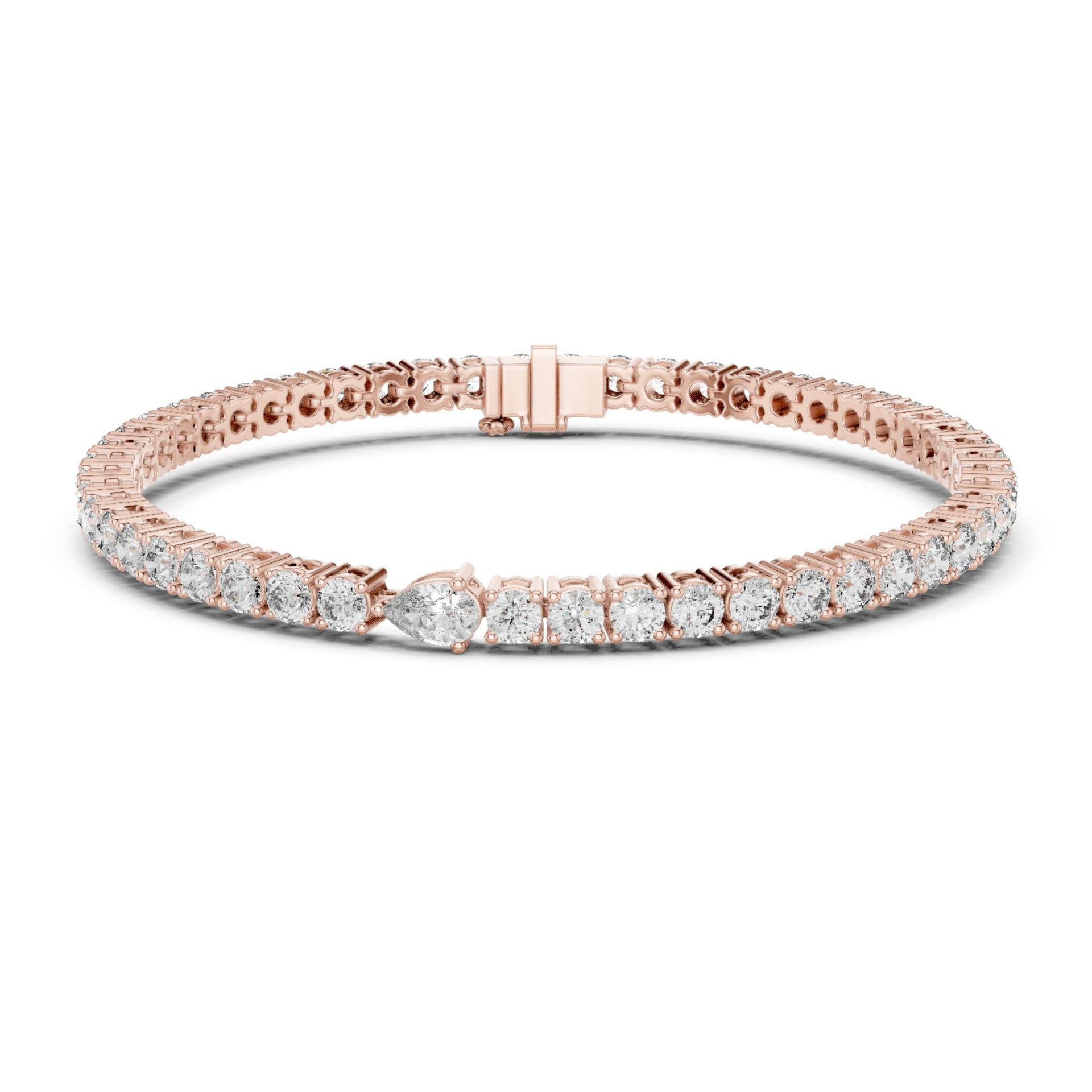 14.7Ct Round-Cut Lab-grown Diamond Tennis Bracelet in 10K Rose Gold
