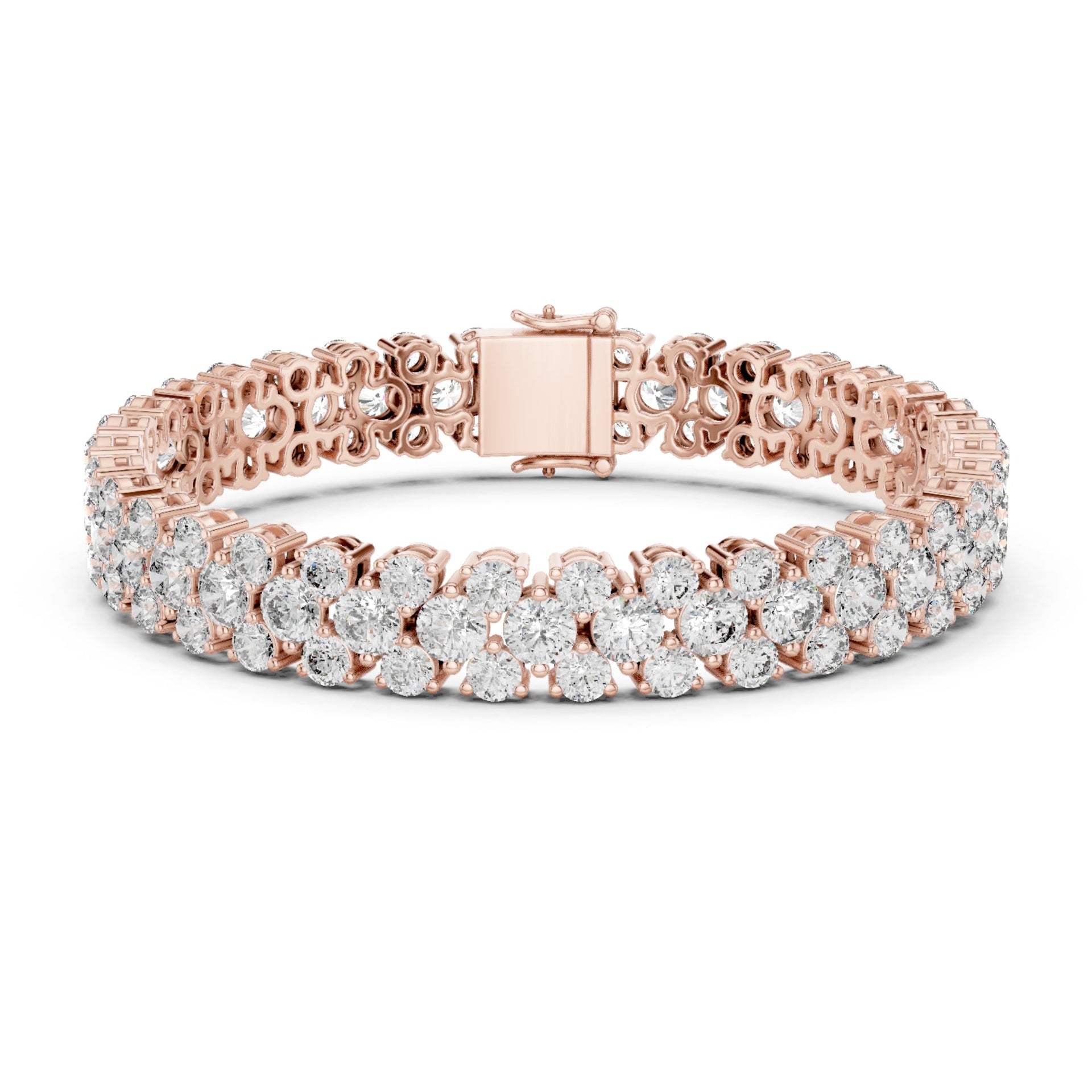 24.36Ct Round-Cut Lab-grown Diamond Vintage Bracelet in 10K Rose Gold