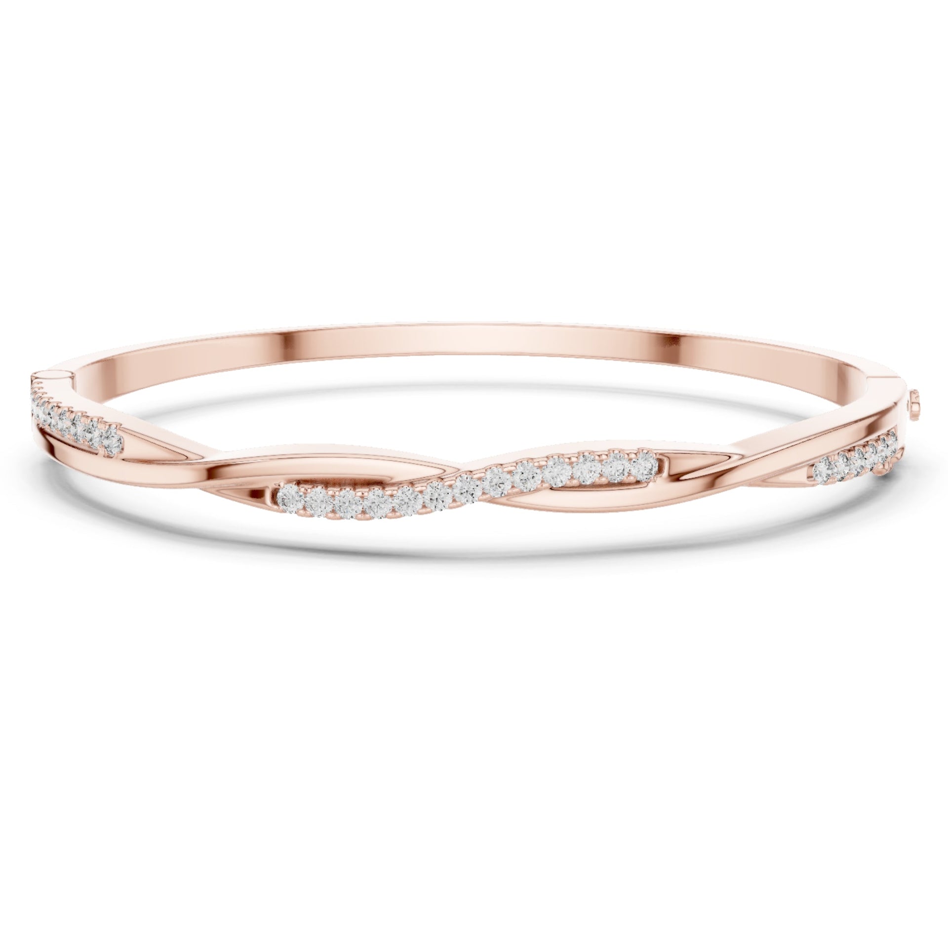 3.57Ct Round-Cut Lab-grown Diamond Cluster Bangles in 10K Rose Gold