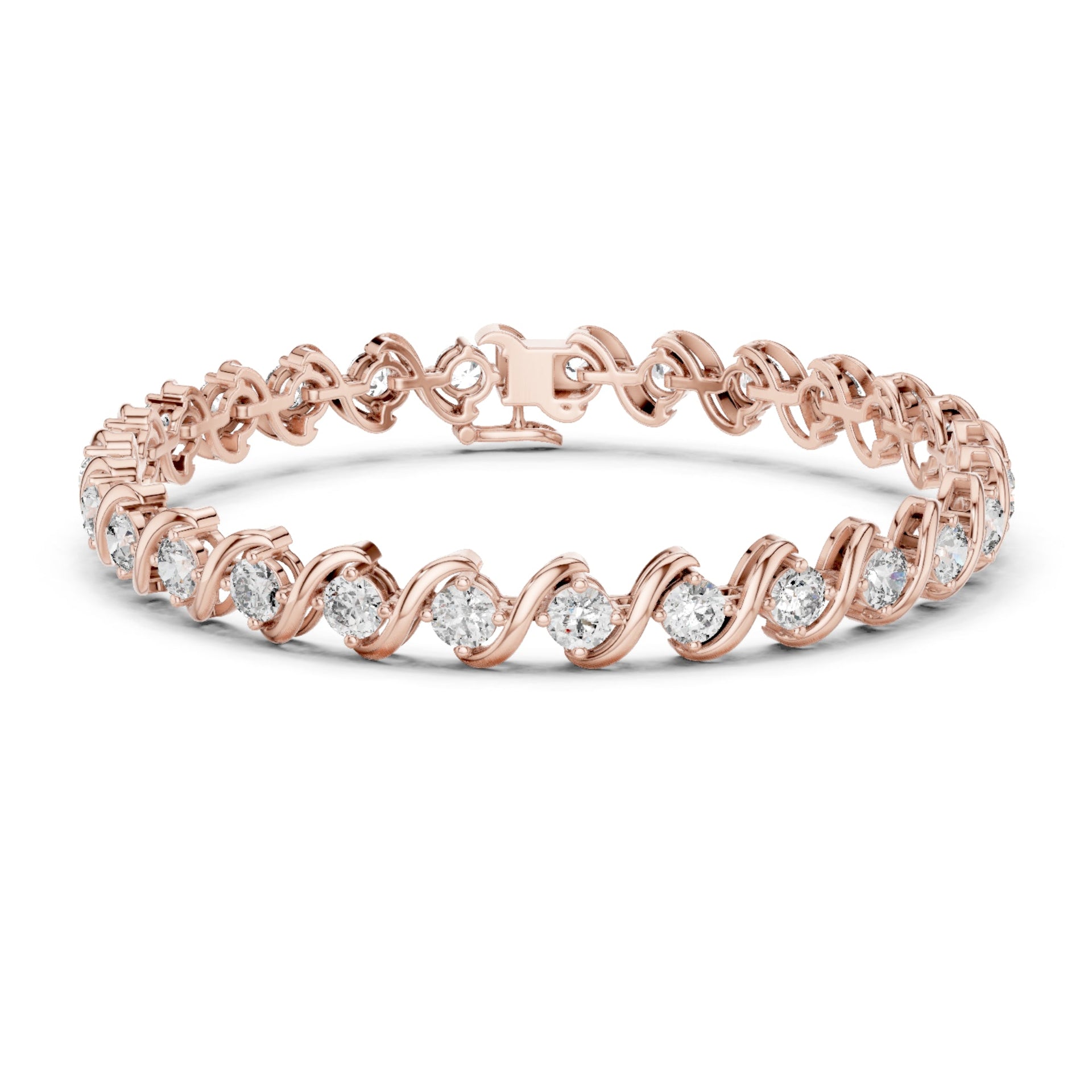 1.09Ct Round-Cut Lab-grown and Natural Diamond Tennis Bracelet in 10K Yellow Gold