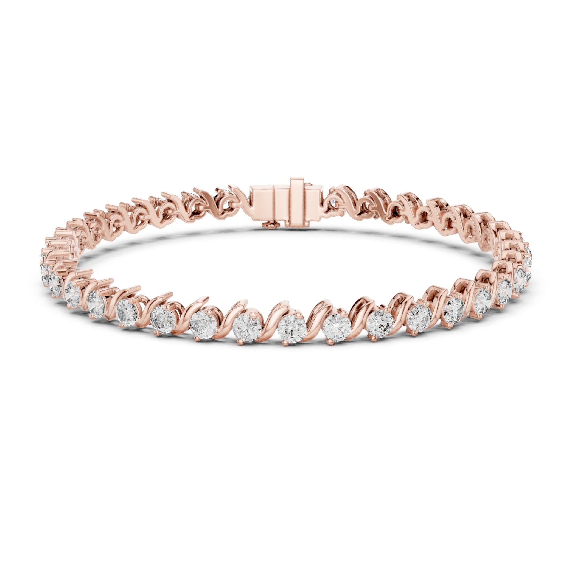 2.00Ct Round-Cut Lab-grown Diamond Tennis Bracelet in 10K Rose Gold