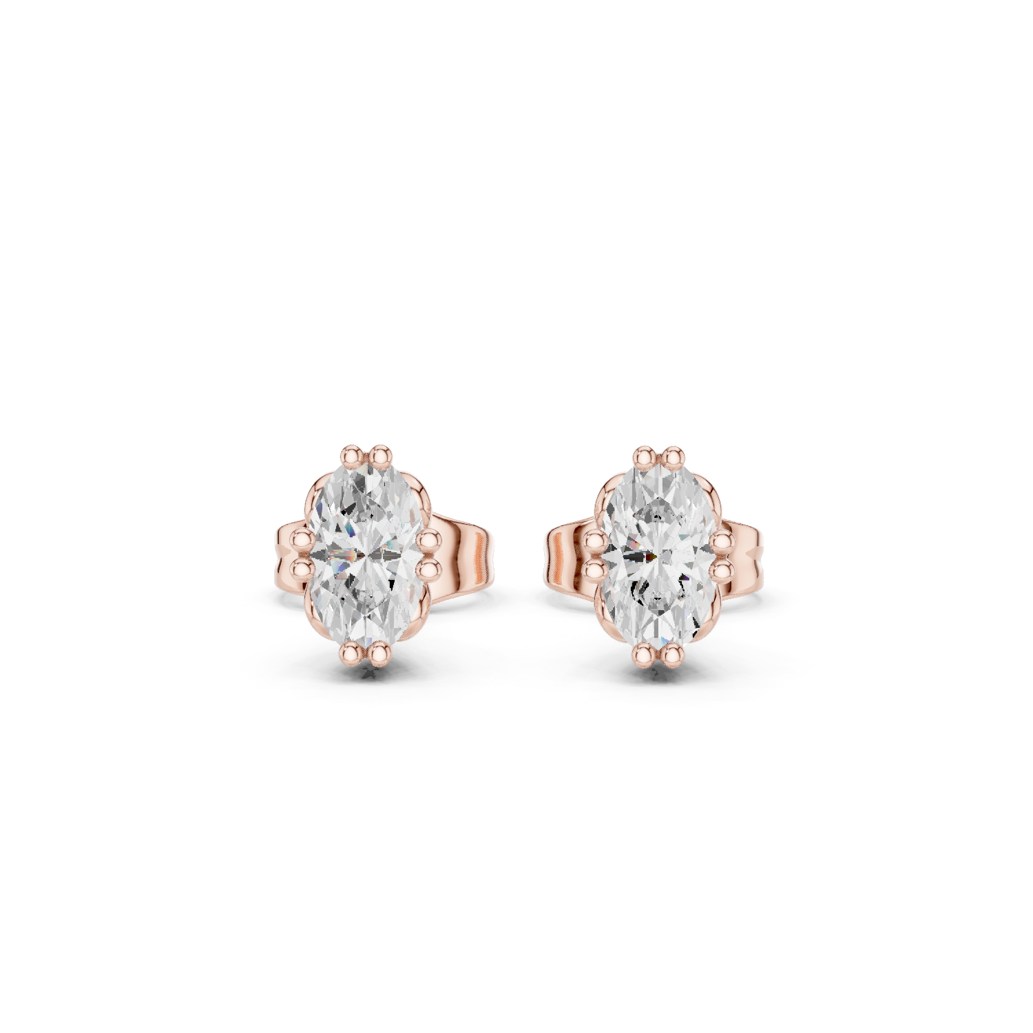 1.00Ct Oval-Cut Lab-grown Diamond Vintage Studs in 10K White Gold