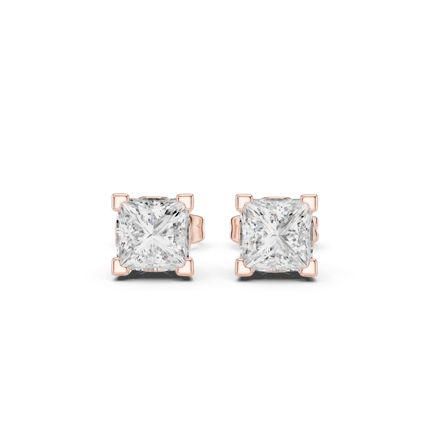 1.00Ct Princess-Cut Lab-grown Diamond Studs in 10K White Gold