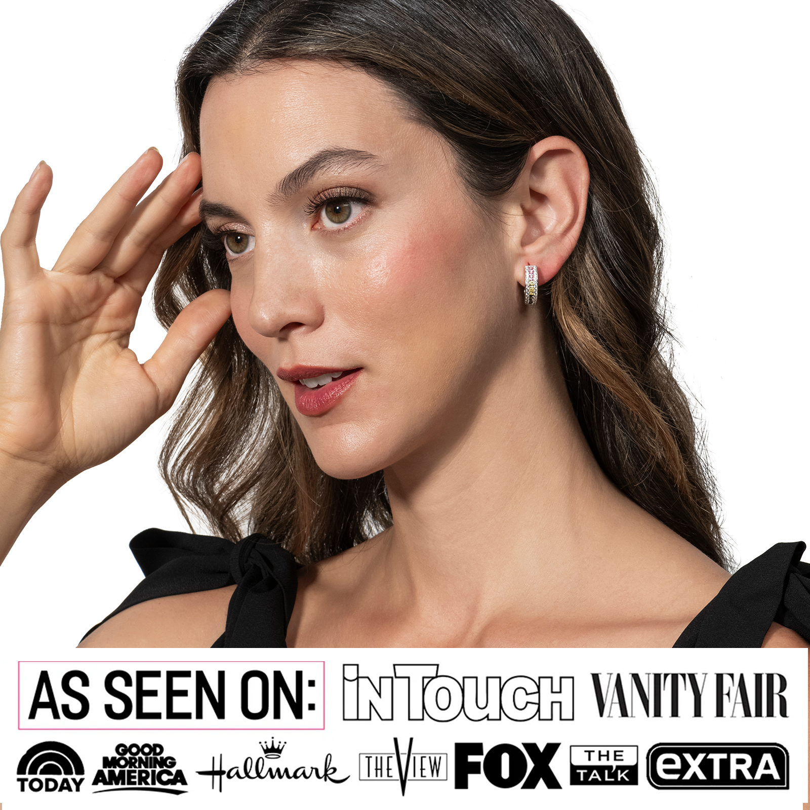 Rachel 18k White Gold Plated 19mm Hoop Earrings with Swarovski Crystals