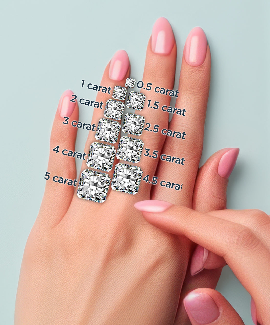 3 Stone Ring with Center Radiant Lab Diamond with Trapezoids by Mercury Rings