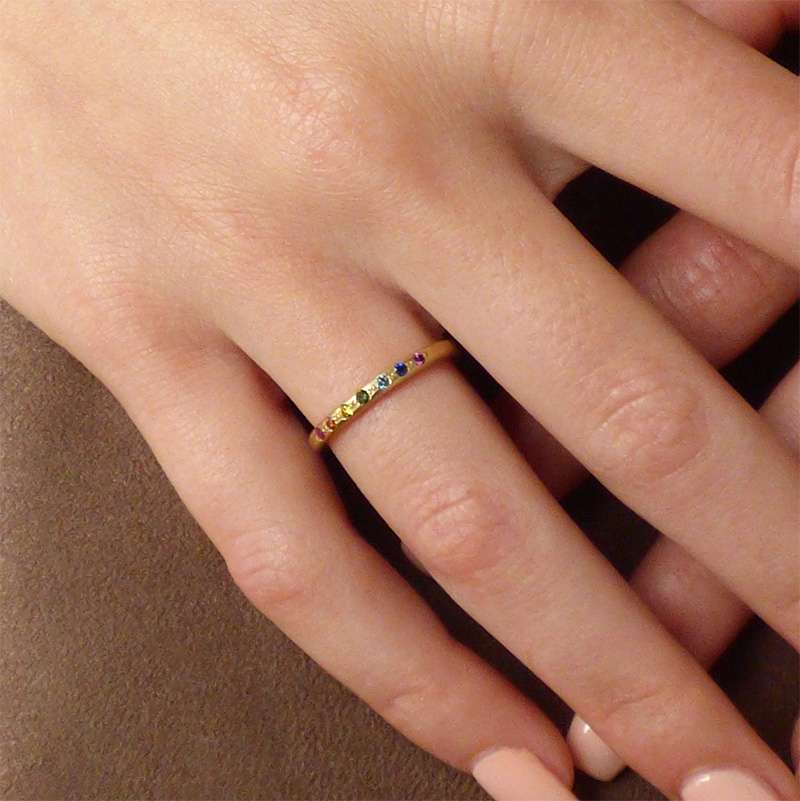 Rainbow-Chandani — Coloured Diamond & Gemstone Wedding Band in 18ct Fairmined Gold