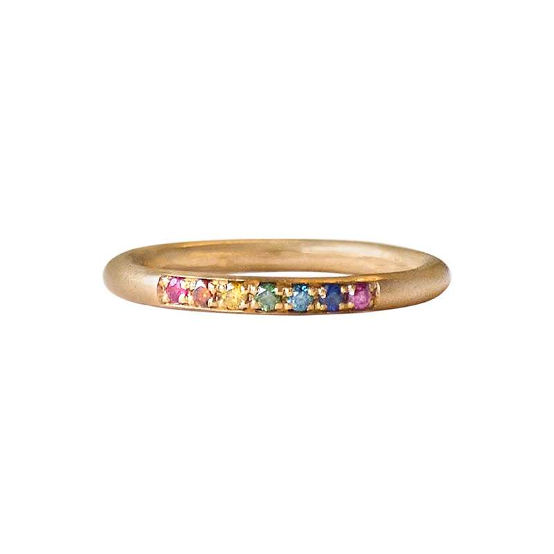 Rainbow-Eliza — Pavé Gemstone Wedding Band in 18ct Fairmined Gold