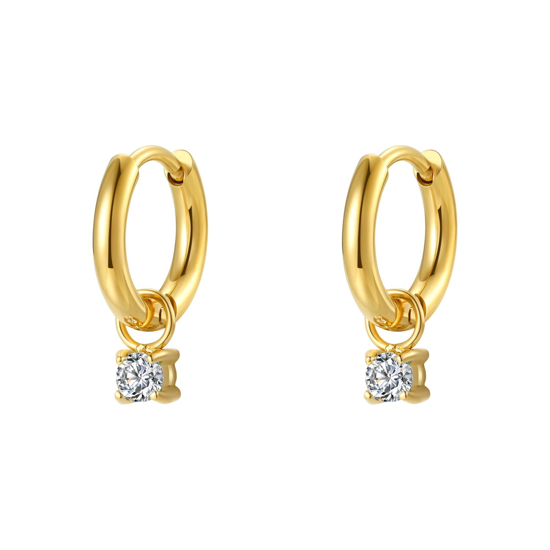 Rainbow Gemstone Hoop Earrings Stainless Steel