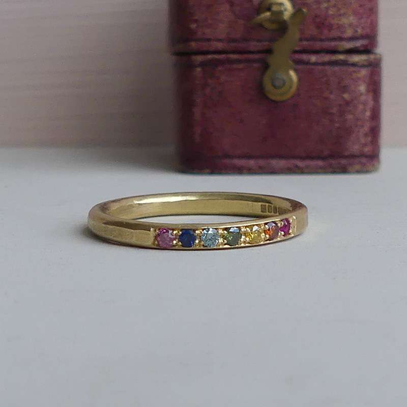 Rainbow-Luli — Coloured Diamond & Gemstone Wedding Ring in 18ct Fairmined Gold