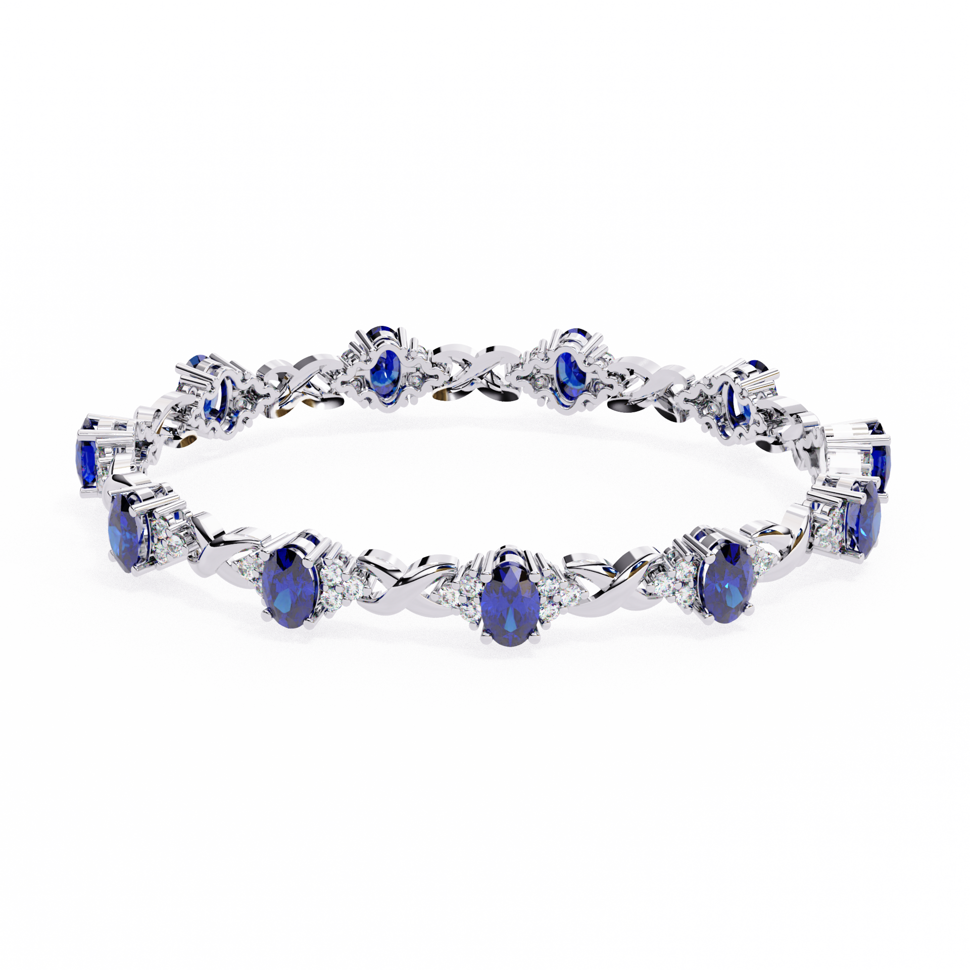 Oval-Cut Lab-grown Diamond Bracelet in 10K White Gold