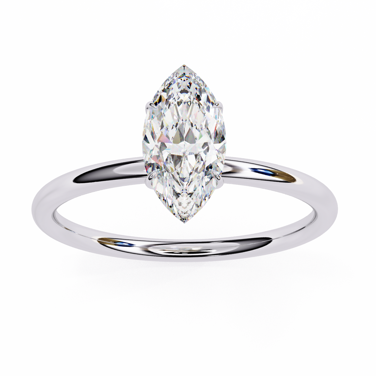 Marquise-Cut Lab-grown Diamond Solitaire Ring in 10K White Gold