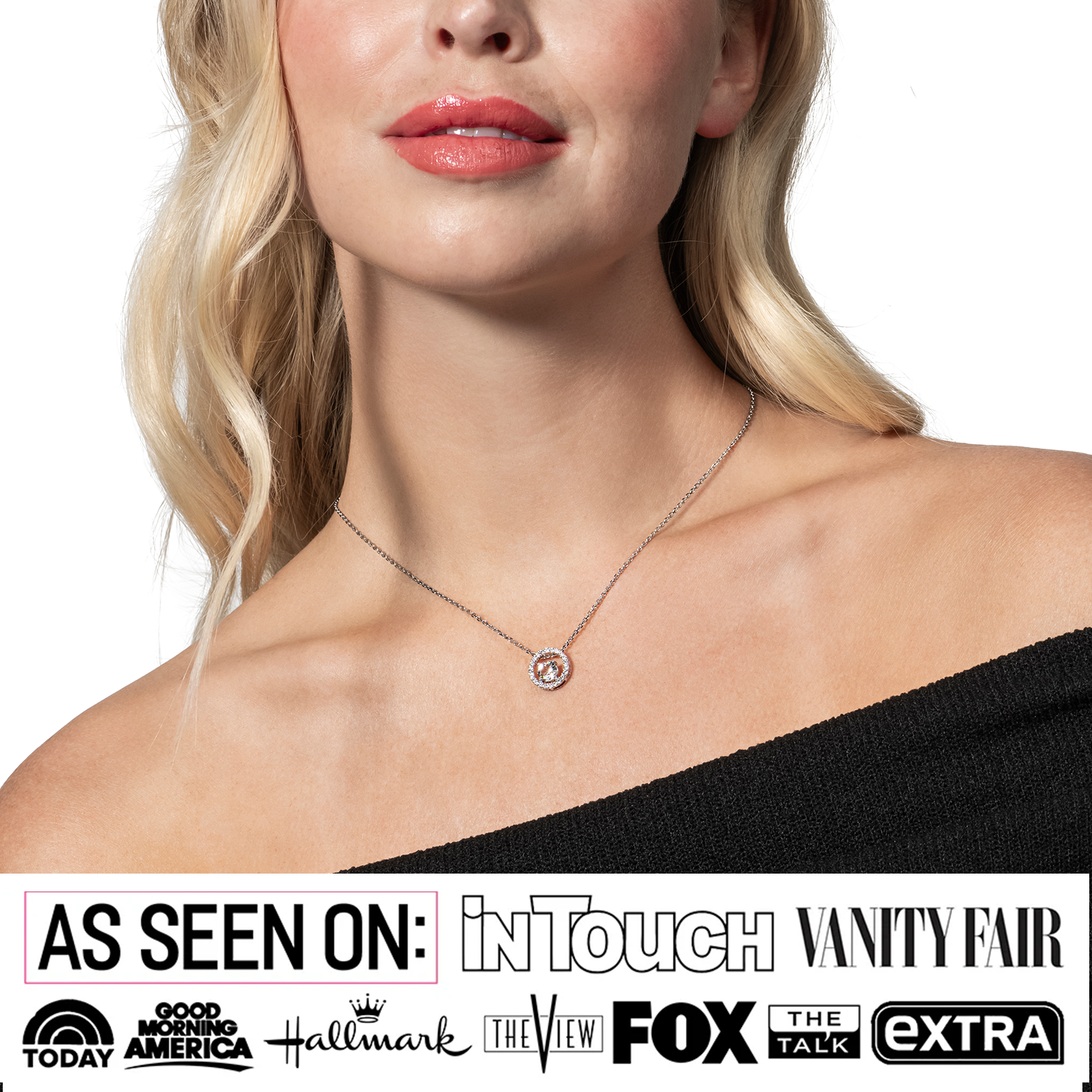 Reign 18k White Gold Plated Halo Necklace with Swarovski Crystals