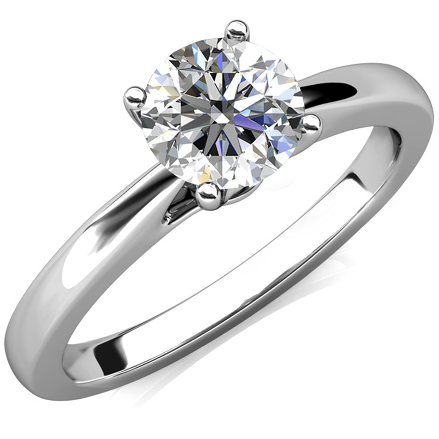 Moissanite by Cate & Chloe Abigail 1tcw Round Cut 925 Sterling Silver 18K White Gold Plated Engagement Ring