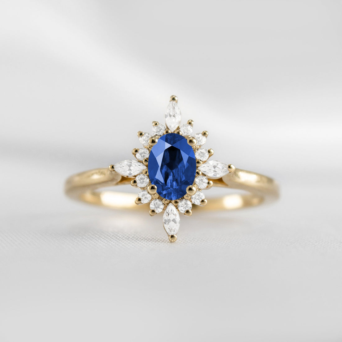 The Revel Halo Sapphire Engagement Ring