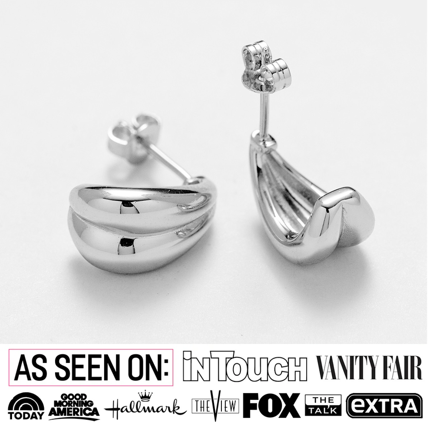 Shae 18k White Gold Plated Semi-Hoop Curved Stud Earrings