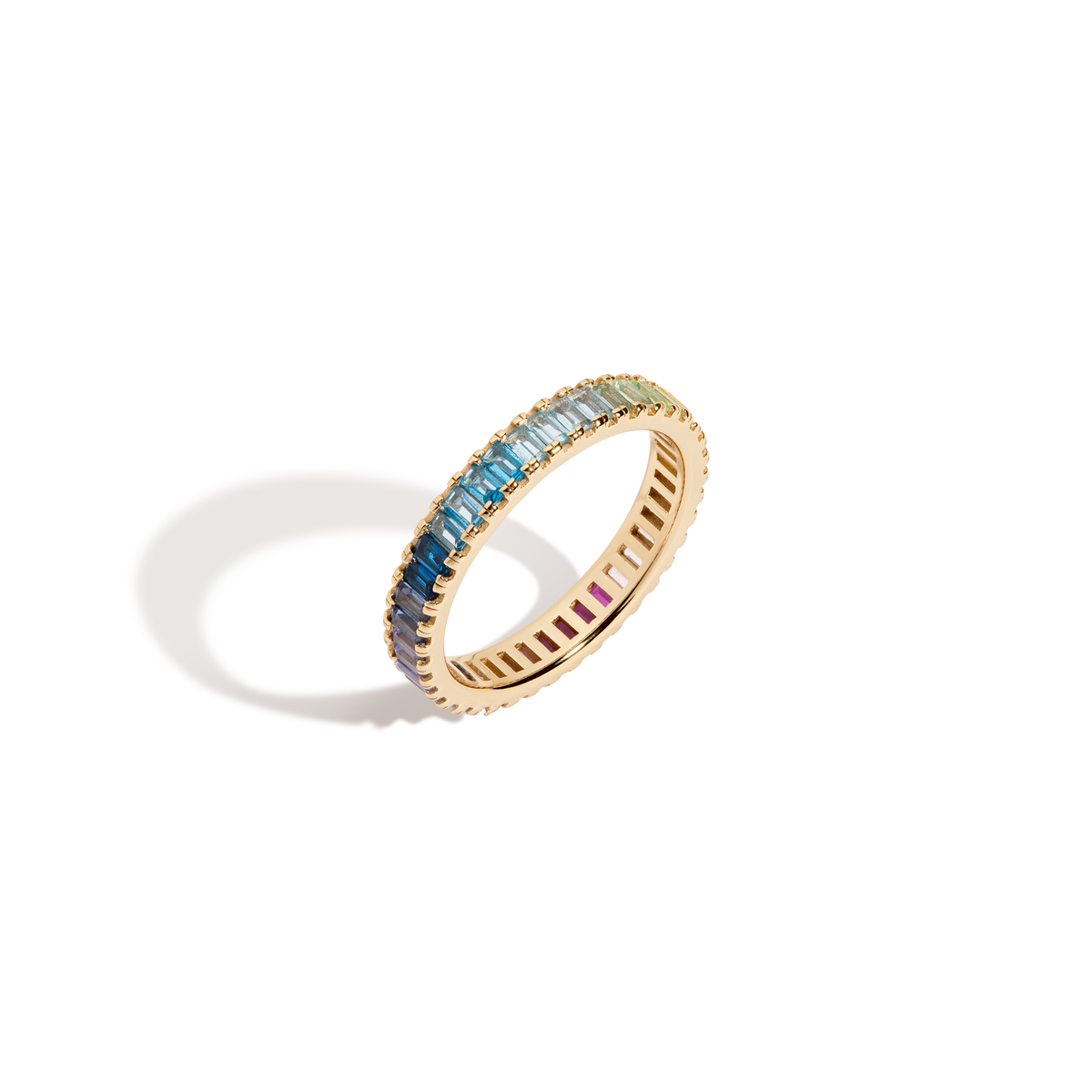 Ombré Rainbow Baguette Eternity Ring