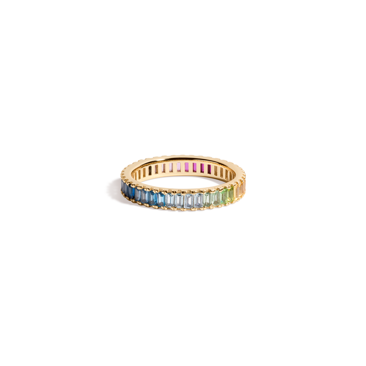 Ombré Rainbow Baguette Eternity Ring