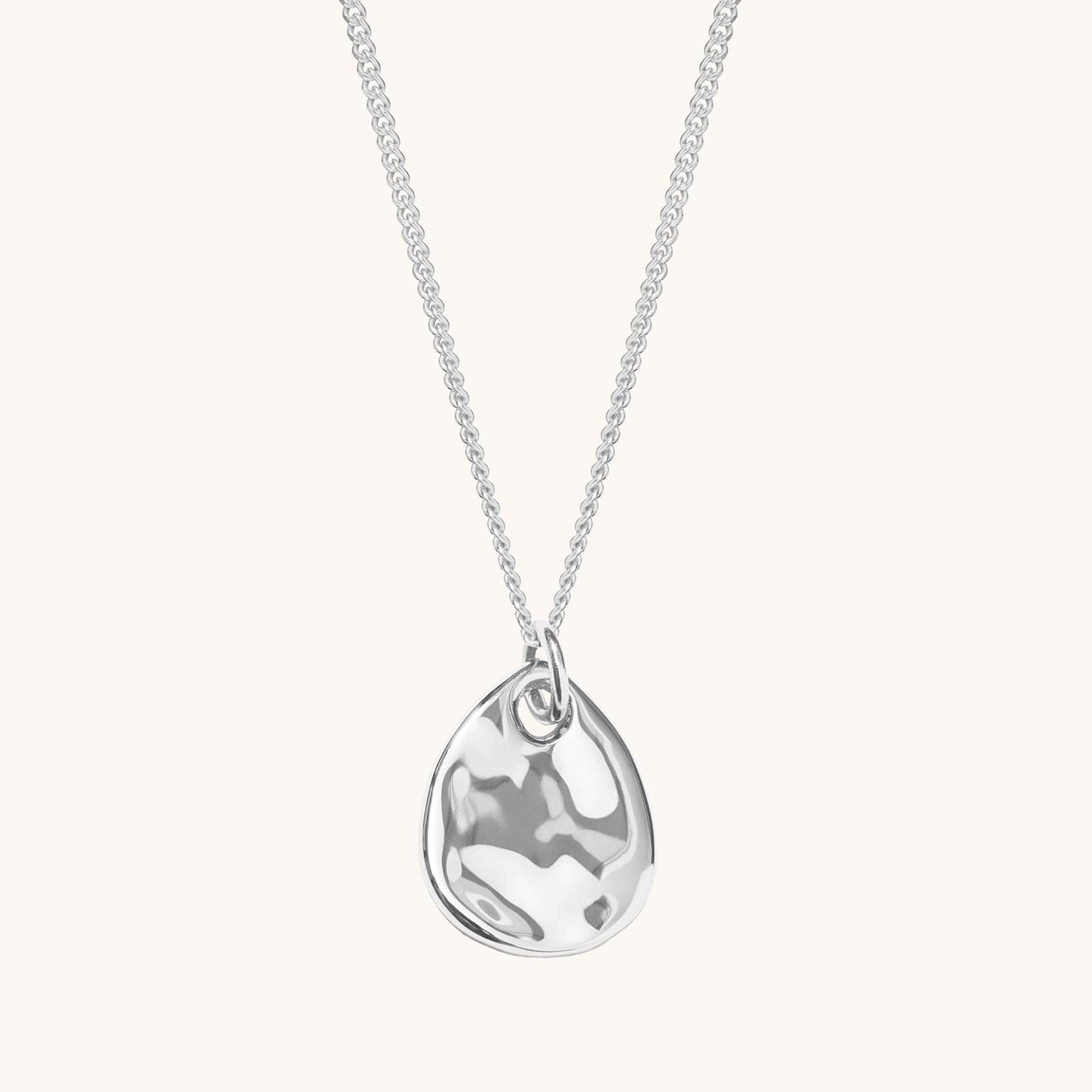 Ripple Tear Drop Necklace Silver
